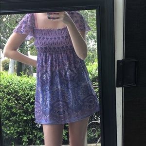 purple paisley mini dress